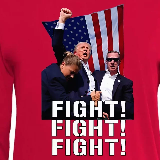 Trump Fist Pumped Fight Pray For Trump America Womens Cotton Relaxed Long Sleeve T-Shirt