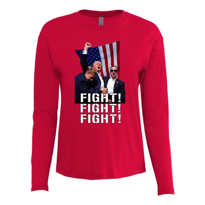 Trump Fist Pumped Fight Pray For Trump America Womens Cotton Relaxed Long Sleeve T-Shirt