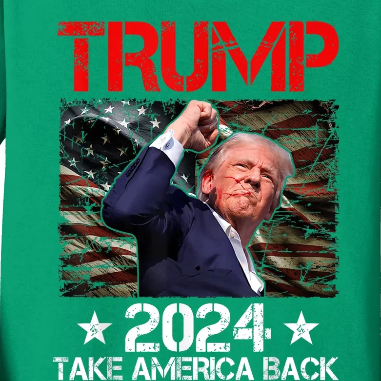 Trump Fist Pump Shot At Trump 2024 Trump Survives Rally Kids Long Sleeve Shirt