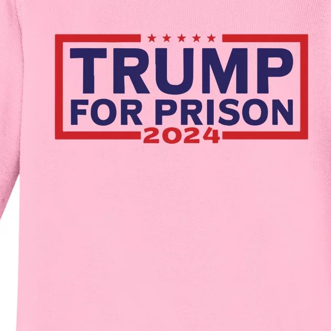 Trump For Prison 2024 Donald Trump Mugshot President Trump Baby Long Sleeve Bodysuit