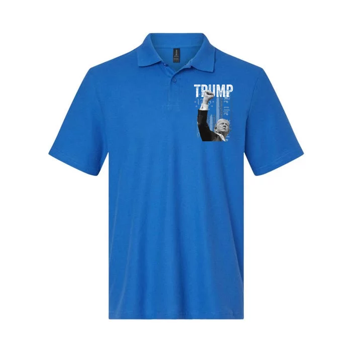 Trump Fist Pump 2024 Pennsylvania Rally Softstyle Adult Sport Polo