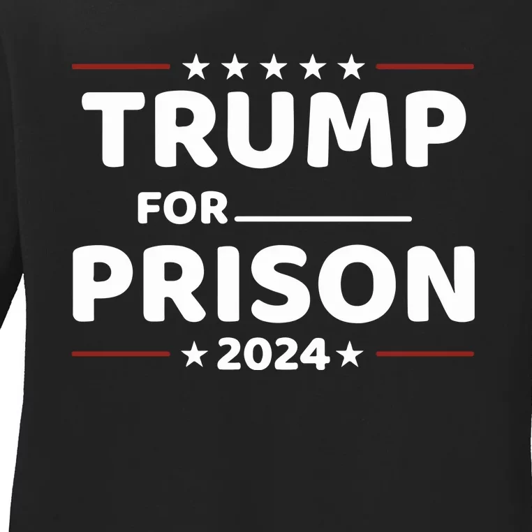 Trump For Prison 2024 Donald Trump Mugshot President Trump Ladies Long Sleeve Shirt