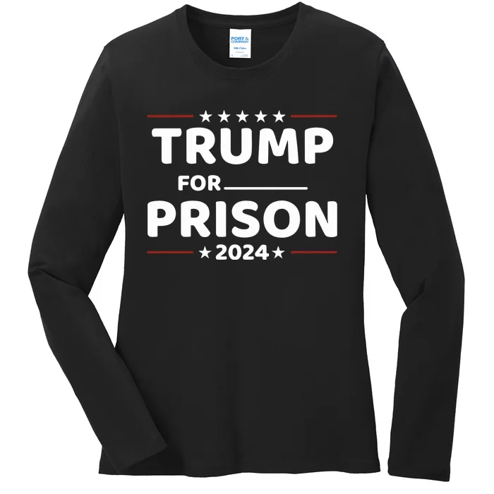 Trump For Prison 2024 Donald Trump Mugshot President Trump Ladies Long Sleeve Shirt