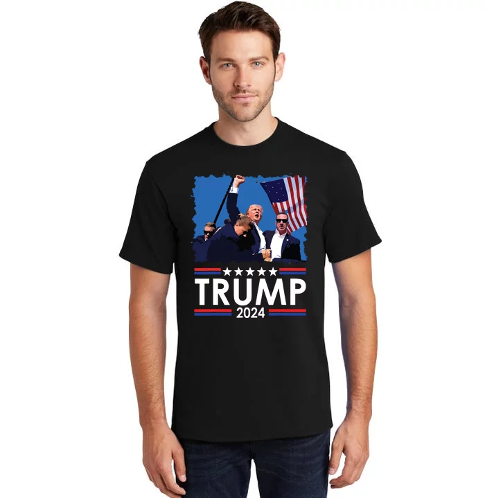 Trump Fist Pump Shot At Trump 2024 Trump Survives Rally Tall T-Shirt