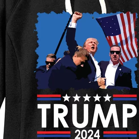 Trump Fist Pump Shot At Trump 2024 Trump Survives Rally Women's Fleece Hoodie