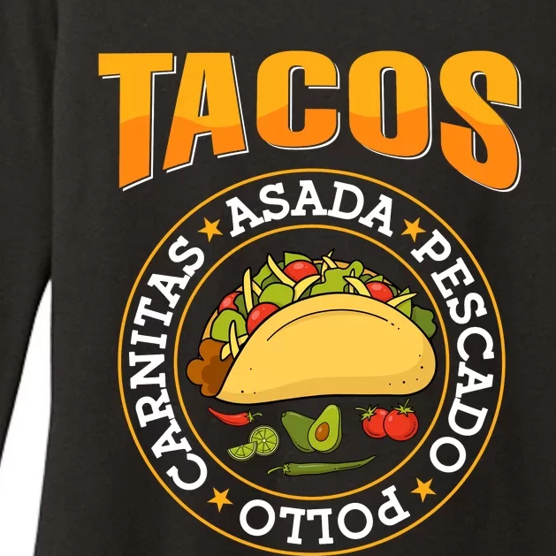 Tacos Fiesta Print Womens CVC Long Sleeve Shirt