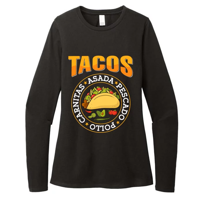 Tacos Fiesta Print Womens CVC Long Sleeve Shirt