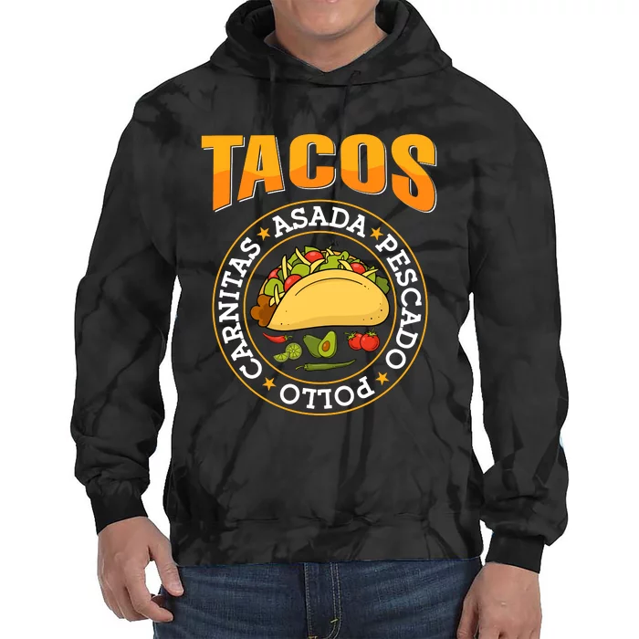 Tacos Fiesta Print Tie Dye Hoodie