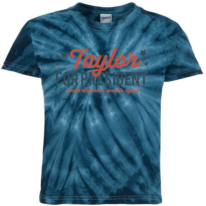 Taylor For President 2024 Funny Taylor First Name Kids Tie-Dye T-Shirt