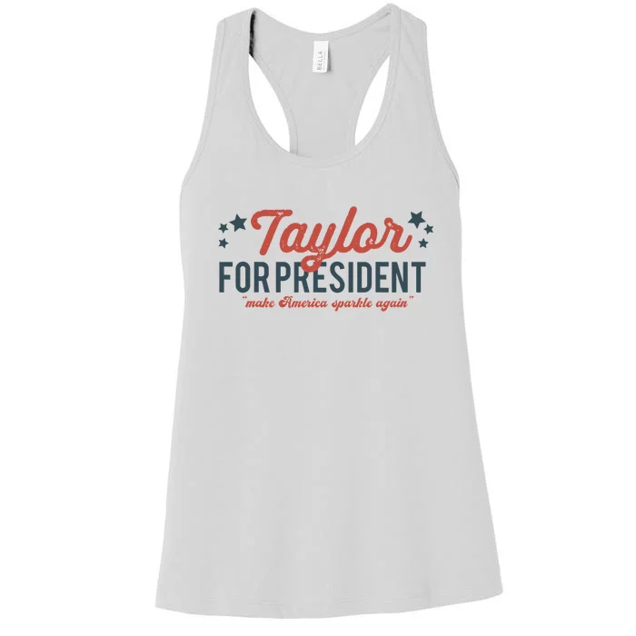 Taylor For President 2024 Funny Taylor First Name Women's Racerback Tank