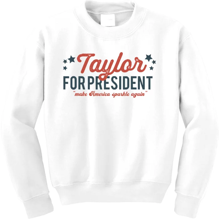 Taylor For President 2024 Funny Taylor First Name Kids Sweatshirt