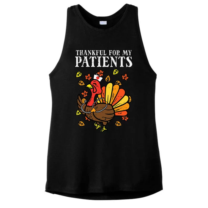 Thankful For Patients Turkey Nurse Thanksgiving Ladies Tri-Blend Wicking Tank