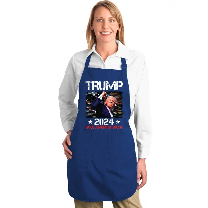 Trump Fist Pump Shot At Trump 2024 Trump Survives Rally Full-Length Apron With Pocket