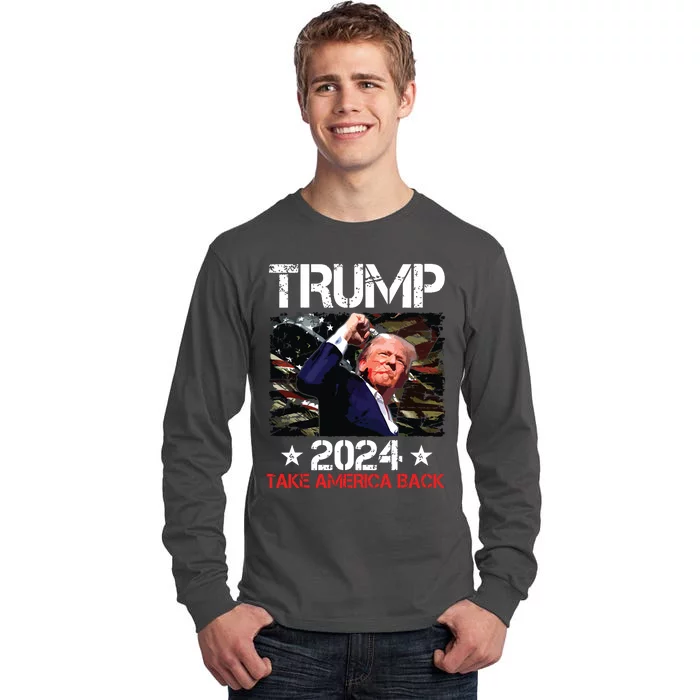 Trump Fist Pump Shot At Trump 2024 Trump Survives Rally Tall Long Sleeve T-Shirt