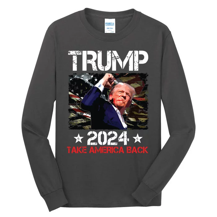 Trump Fist Pump Shot At Trump 2024 Trump Survives Rally Tall Long Sleeve T-Shirt