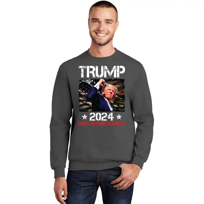 Trump Fist Pump Shot At Trump 2024 Trump Survives Rally Tall Sweatshirt