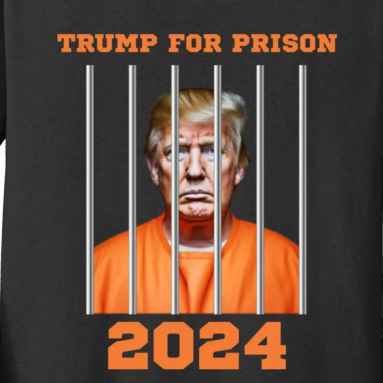 Trump For Prison 2024 Kids Long Sleeve Shirt