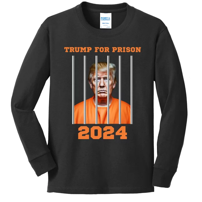 Trump For Prison 2024 Kids Long Sleeve Shirt