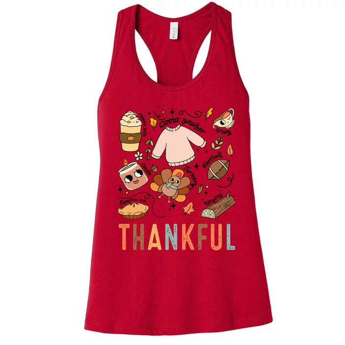 Thanksgiving Fall Pumpkin Spice Pie Football Gravy Women's Racerback Tank