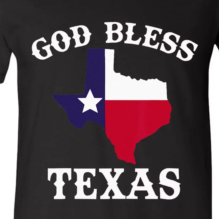 Texas Flag Patriotic Texan Pride God Bless Texas V-Neck T-Shirt