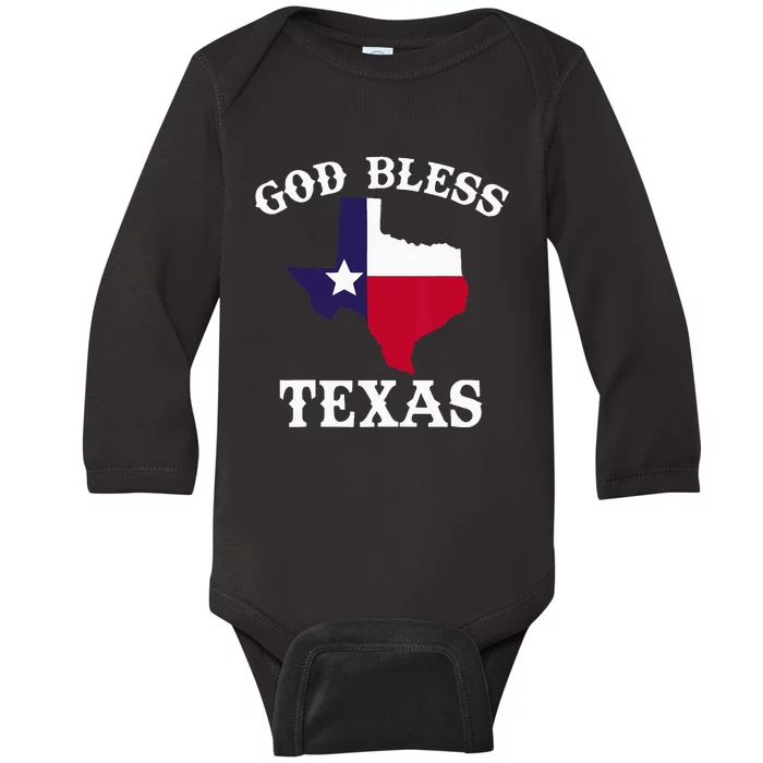 Texas Flag Patriotic Texan Pride God Bless Texas Baby Long Sleeve Bodysuit