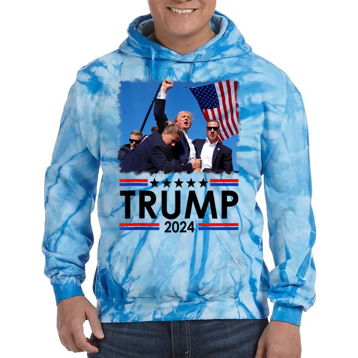 Trump Fist Pump Shot At Trump 2024 Trump Survives Rally Tie Dye Hoodie