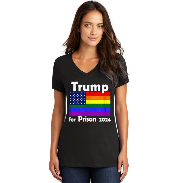 Trump For Prison 2024 Women's V-Neck T-Shirt