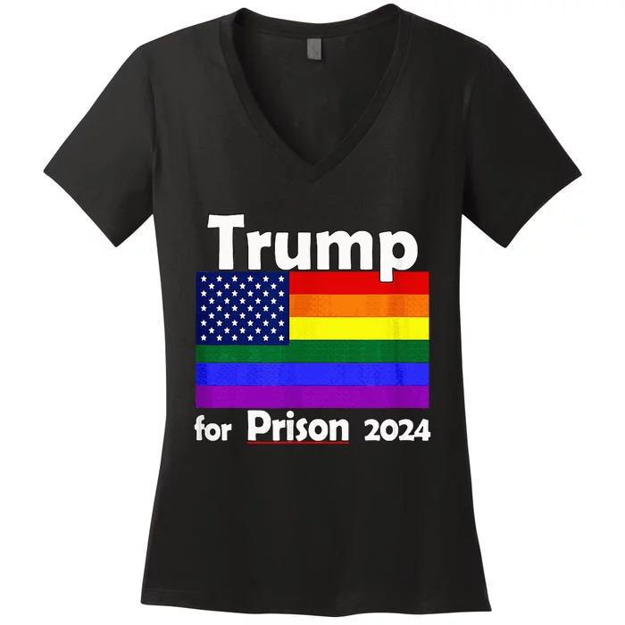 Trump For Prison 2024 Women's V-Neck T-Shirt