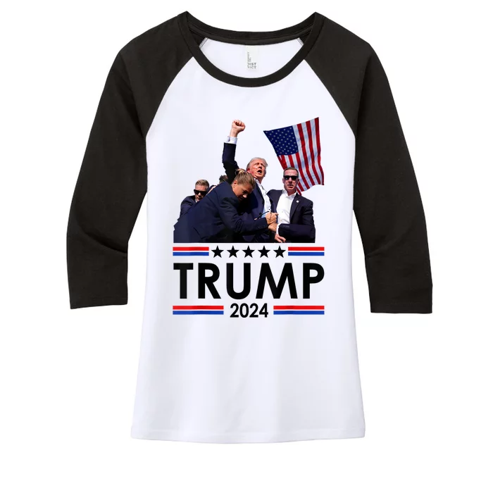 Trump Fist Pump Shot At Trump 2024 Trump Survives Rally Women's Tri-Blend 3/4-Sleeve Raglan Shirt