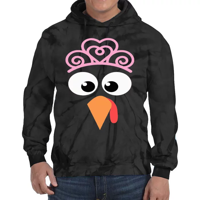 Turkey Face  Princess Thanksgiving  Turkey Costume Tie Dye Hoodie