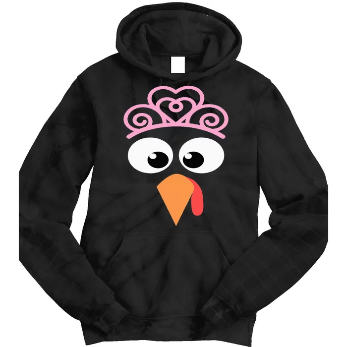 Turkey Face  Princess Thanksgiving  Turkey Costume Tie Dye Hoodie