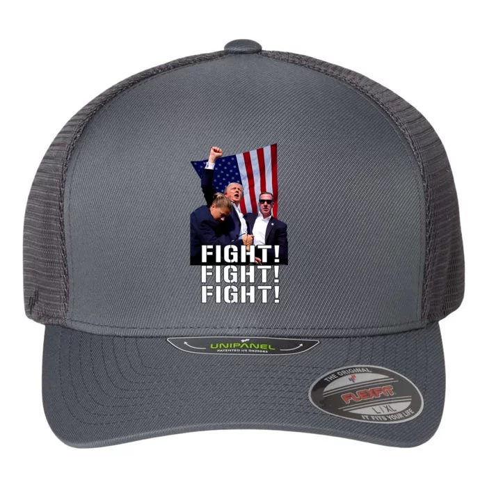 Trump Fist Pumped Fight Pray For Trump America Fight! Trump Shot Trump Rally Flexfit Unipanel Trucker Cap