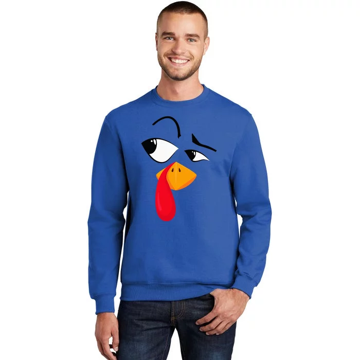 Turkey Face Pilgrim Funny Thanksgiving Costume Tall Sweatshirt