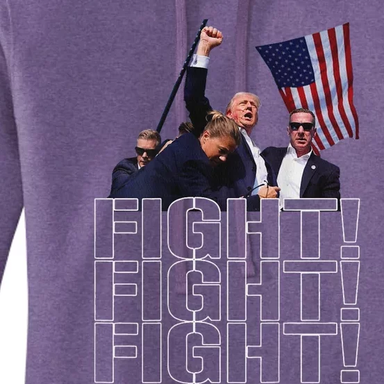 Trump Fist Pumped Fight Pray For Trump America Women's Pullover Hoodie