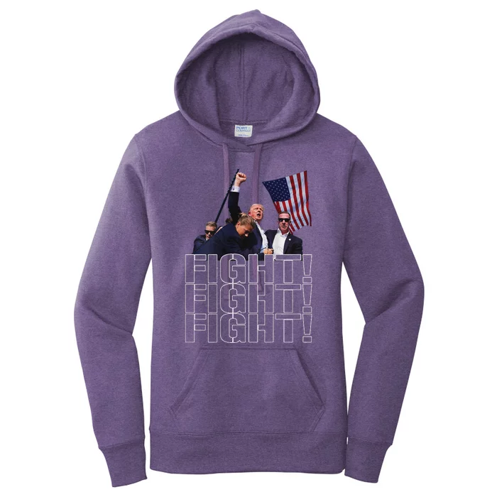 Trump Fist Pumped Fight Pray For Trump America Women's Pullover Hoodie