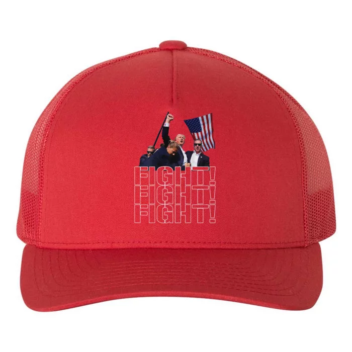 Trump Fist Pumped Fight Pray For Trump America Yupoong Adult 5-Panel Trucker Hat