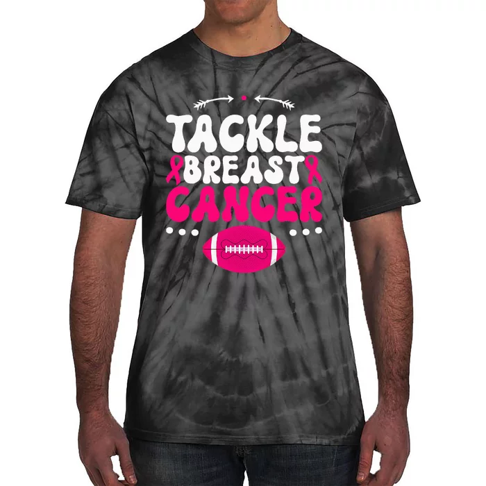 Tackle Football Pink Ribbon  Breast Cancer Awareness Tie-Dye T-Shirt