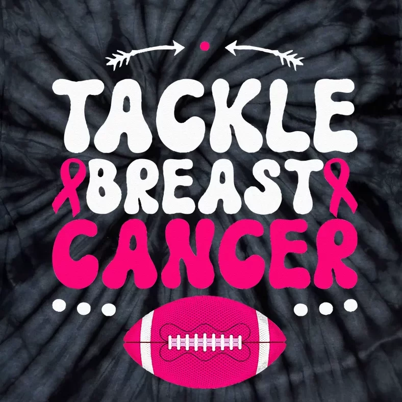 Tackle Football Pink Ribbon  Breast Cancer Awareness Tie-Dye T-Shirt