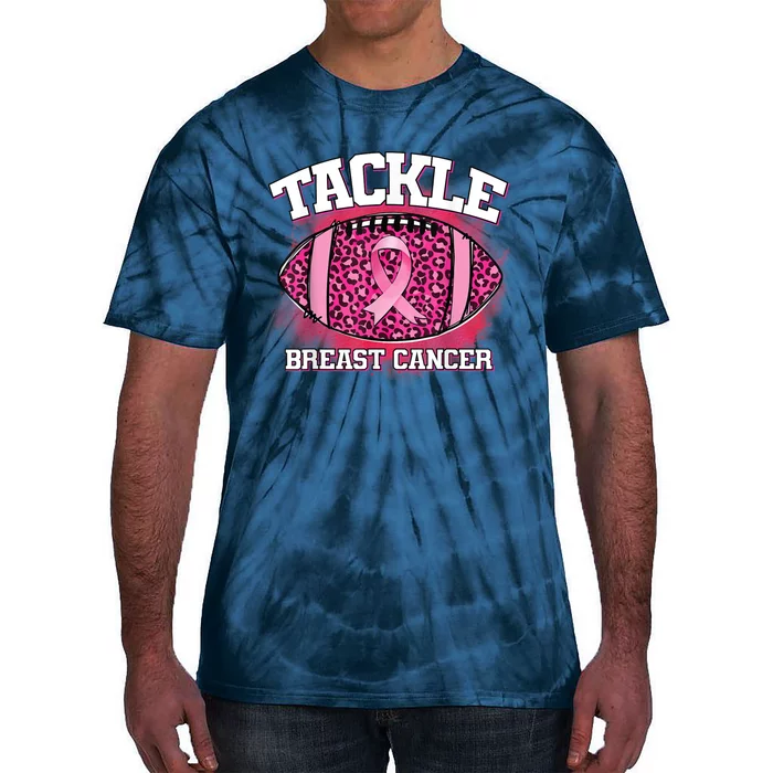 Tackle Football Pink Ribbon Breast Cancer Awareness Tie-Dye T-Shirt