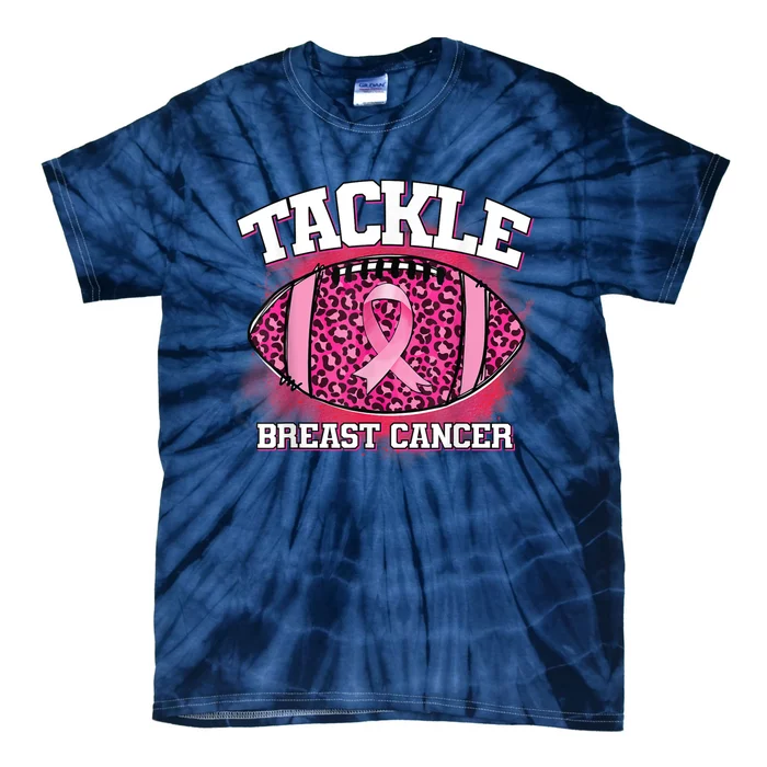 Tackle Football Pink Ribbon Breast Cancer Awareness Tie-Dye T-Shirt