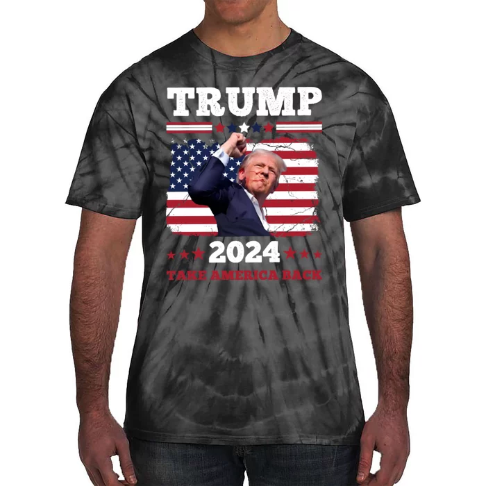 Trump Fist Pumped Fight Never Give Up Pray For Trump America Tie-Dye T-Shirt