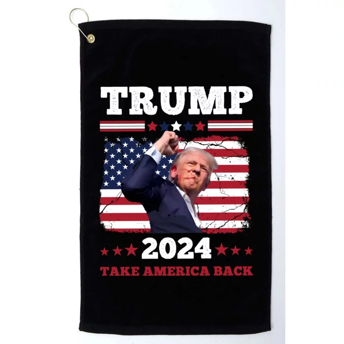 Trump Fist Pumped Fight Never Give Up Pray For Trump America Platinum Collection Golf Towel