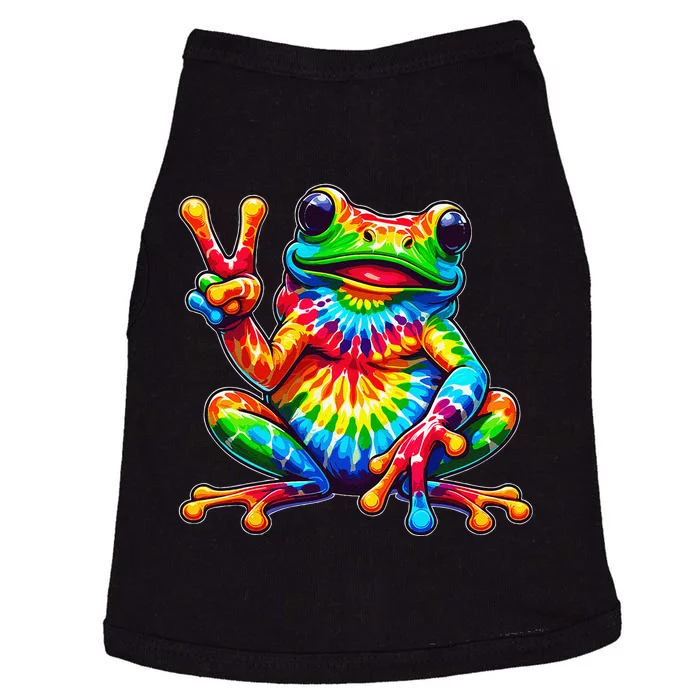 Tiedye Frog Peace Sign Hippie Doggie Tank