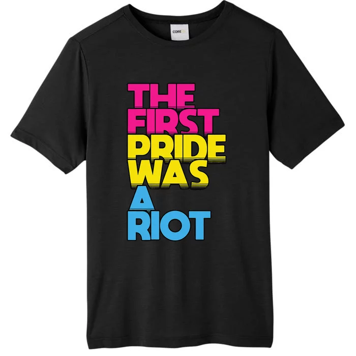 The First Pride Was A Riot Pansexual Flag LGBTQ Humor Print ChromaSoft Performance T-Shirt