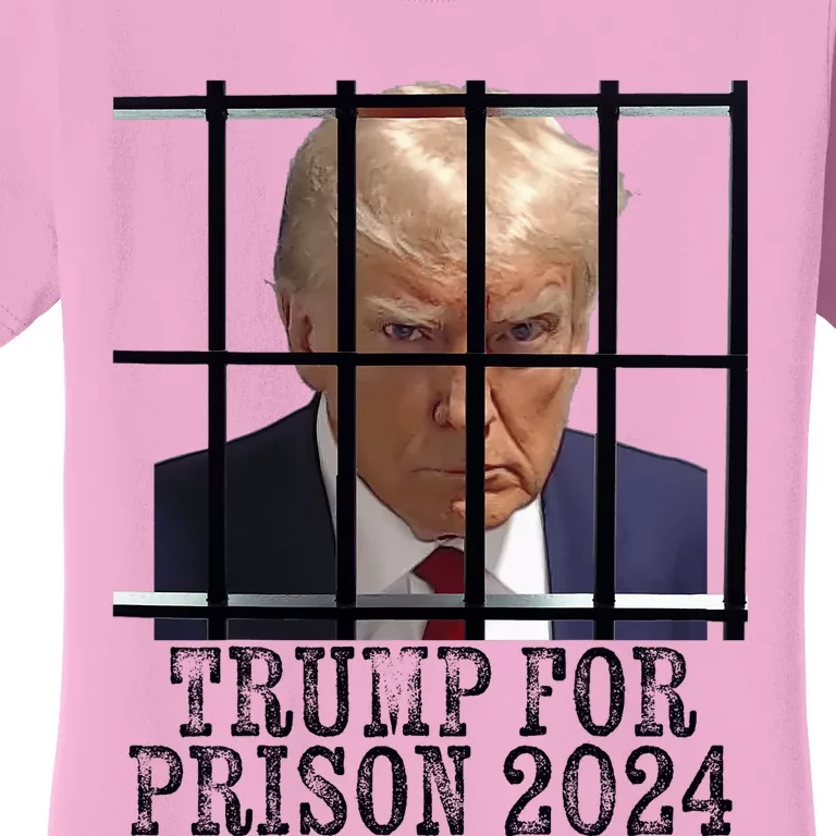 Trump For Prison 2024 Mugshot Election Parody Behind Bars Women's T-Shirt