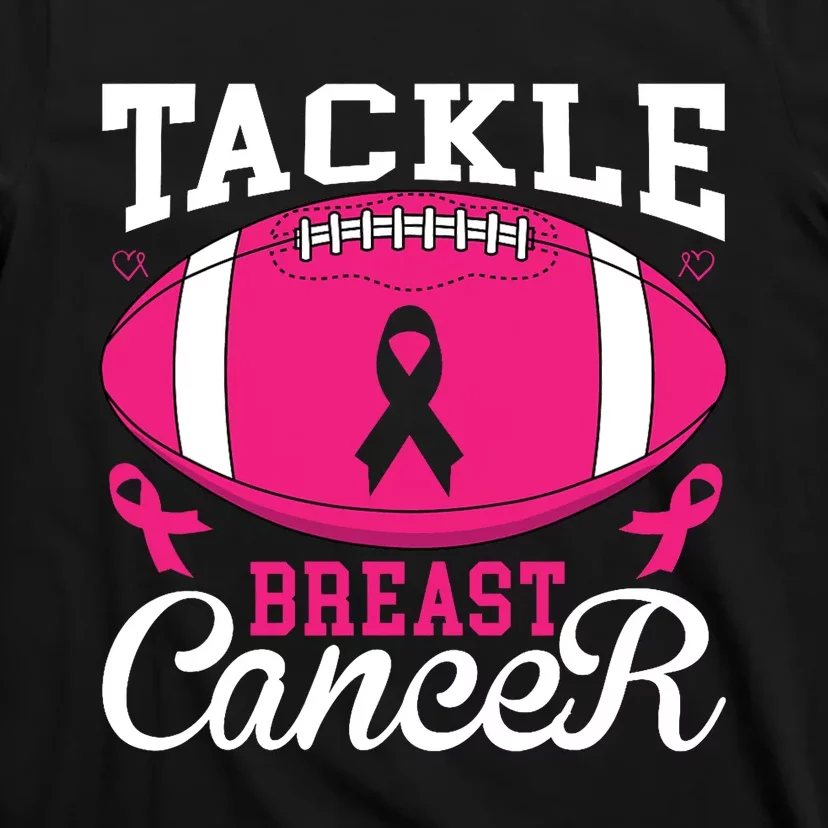 Tackle Football Pink Ribbon Breast Cancer Awareness T-Shirt