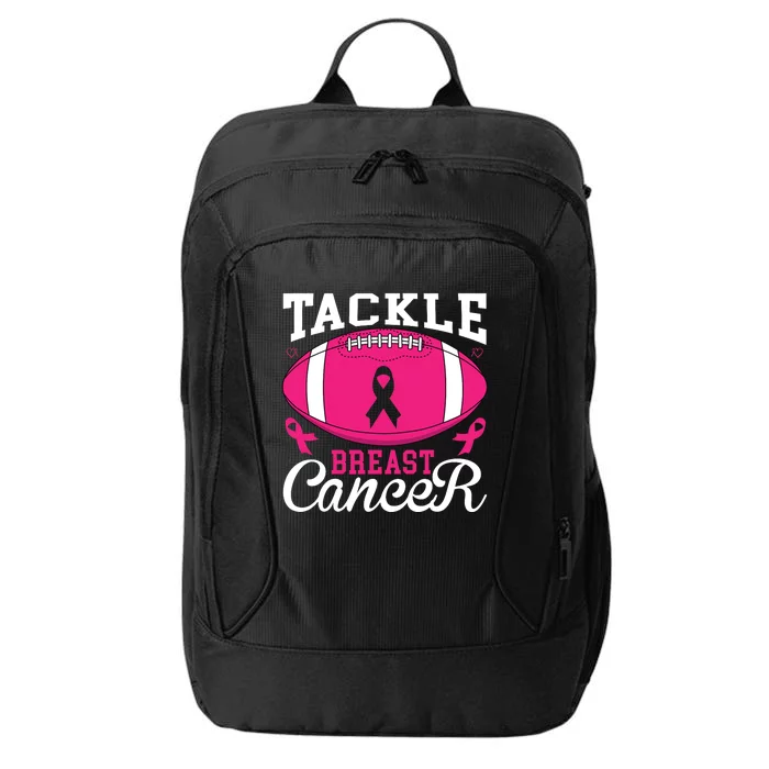 Tackle Football Pink Ribbon Breast Cancer Awareness City Backpack