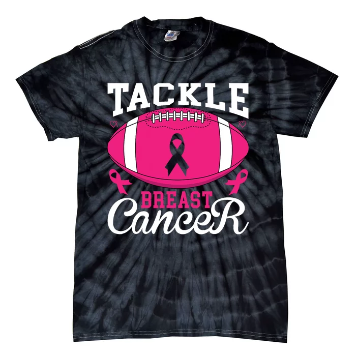 Tackle Football Pink Ribbon Breast Cancer Awareness Tie-Dye T-Shirt