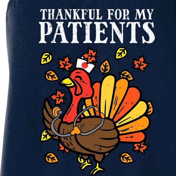 Thankful For Patients Turkey Nurse Thanksgiving Fall Scrub Women's Racerback Tank