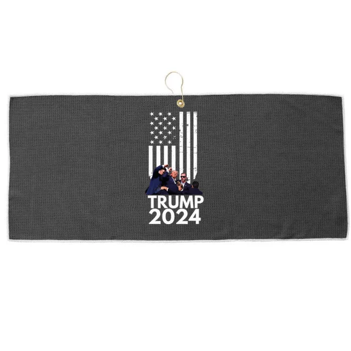 Trump Fist Pump American Flag 2024 Large Microfiber Waffle Golf Towel